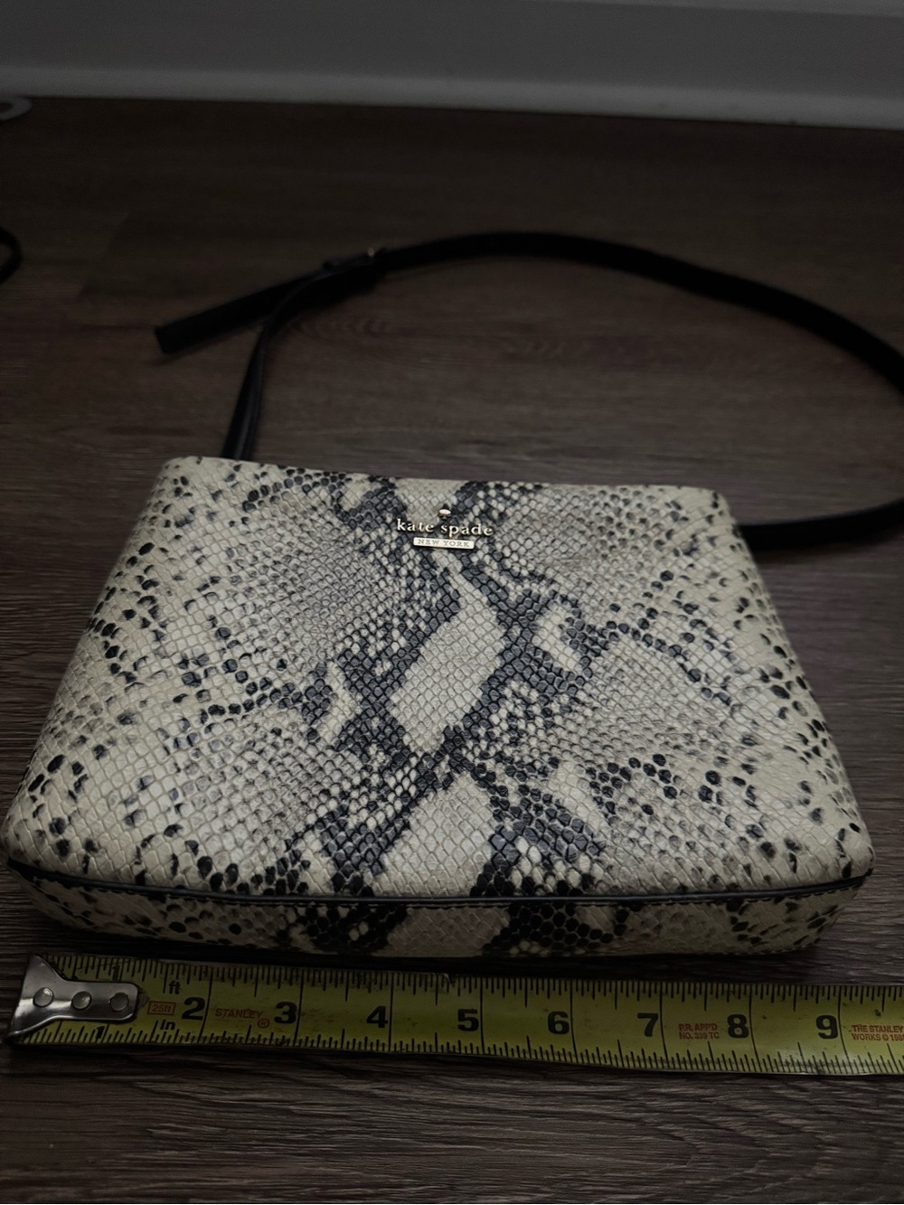 kate spade Snake-Print Crossbody Bag in Black and Cream